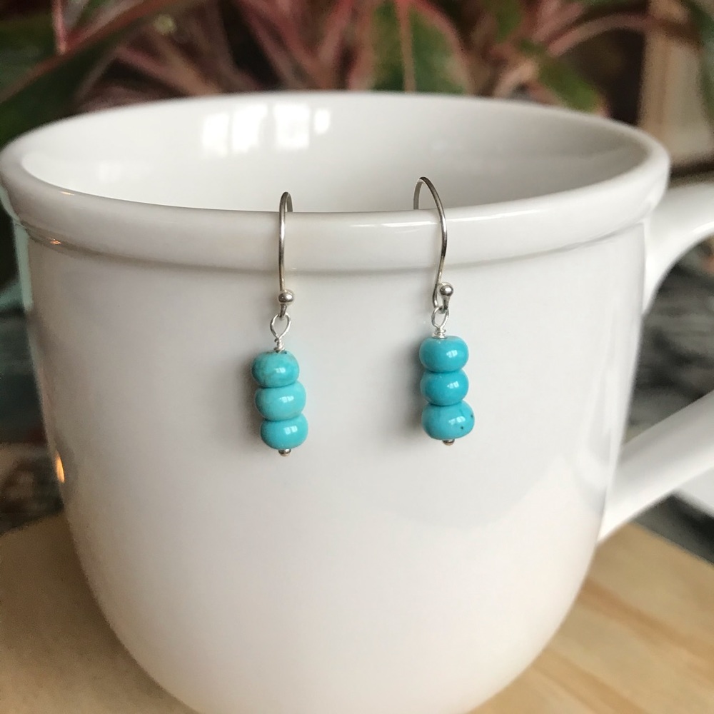 Handmade minimalist turquoise bead earrings